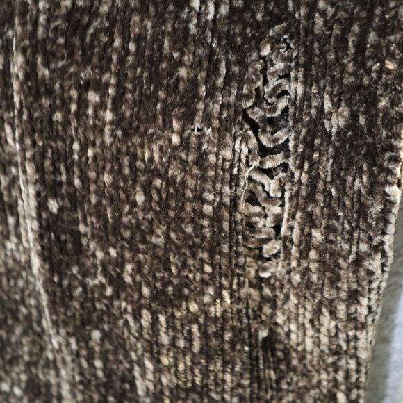 Zara Knit Chenille Crop Sweater Brown Scalloped Hem Size S Soft Comfy - Picture 5 of 12